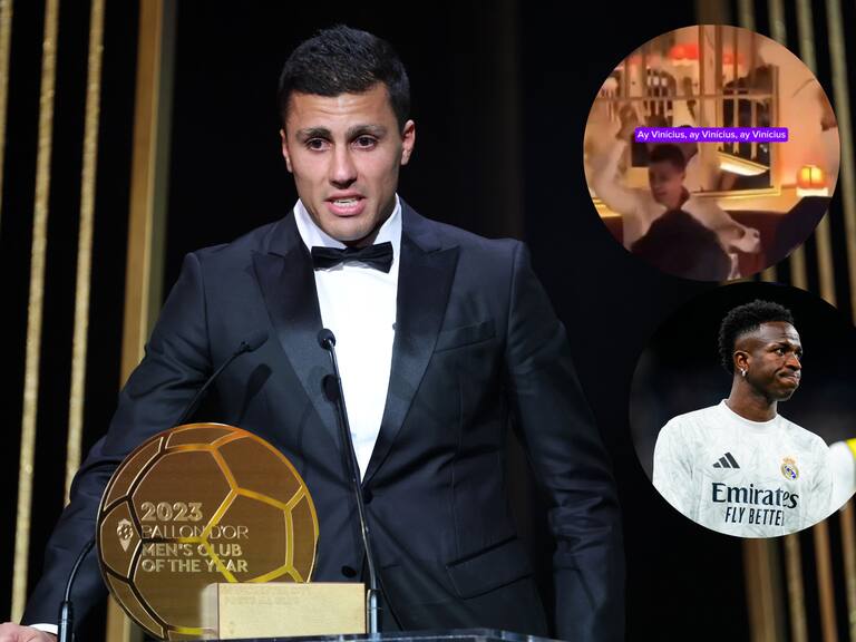 Rodri se burla de Vinicus en su celebración después de ganar el Balón de Oro.