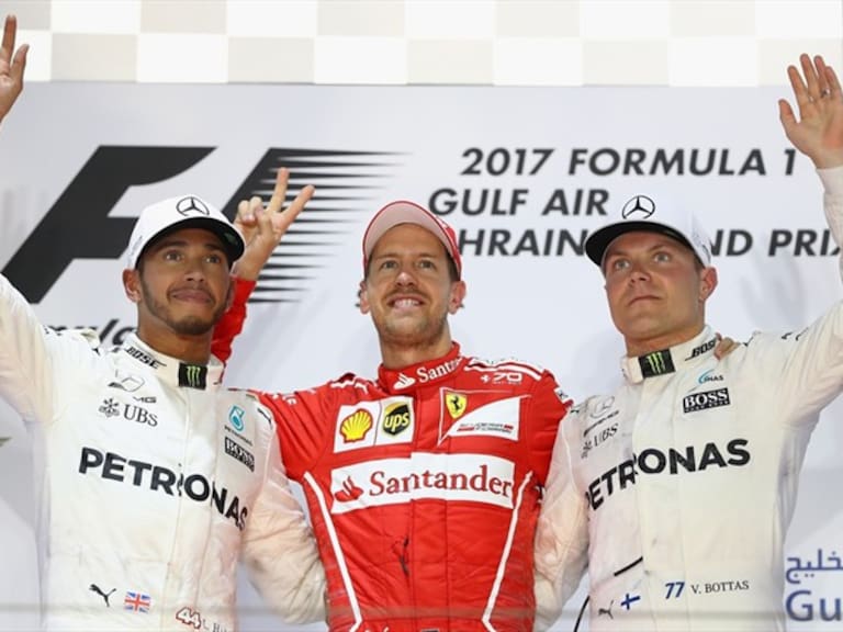 Lewis Hamilton, Sebastian Vettel y Valtteri Bottas. Foto: Getty Images