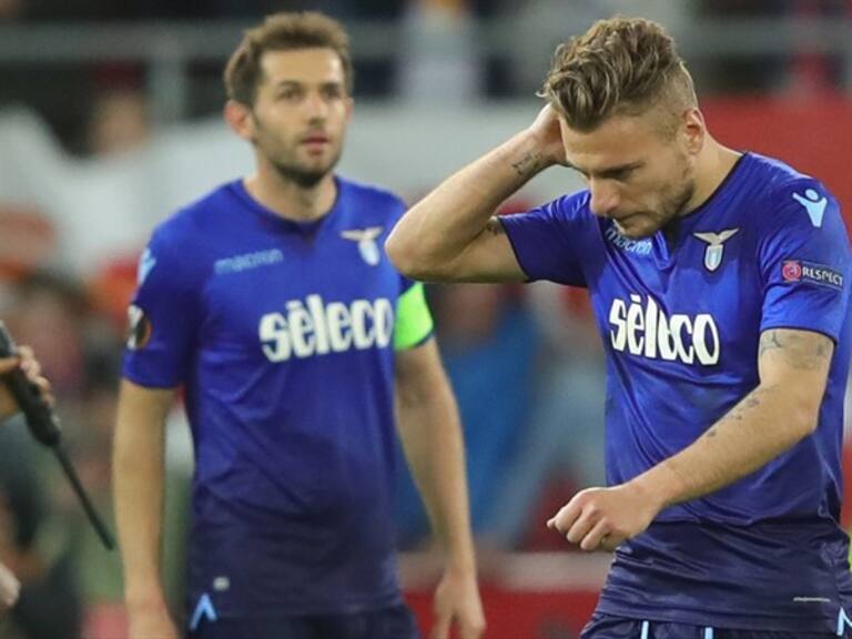 Ciro Inmobile sufriendo con la derrota de la Lazio. Foto: Getty Images