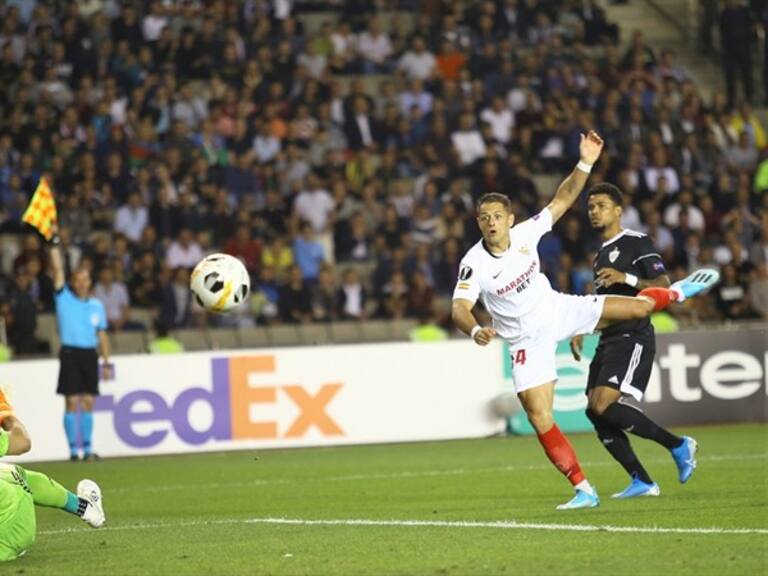Javier Hernández marcó en la Europa League. Foto: Getty Images