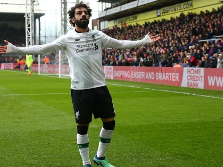 Mohamed Salah festeja un gol con el Liverpool ante Crystal Palace. Foto: