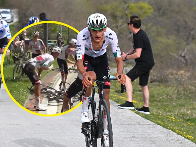 Isaac del Toro abandonó la tercera etapa de la Vuelta al País Vasco a raíz de una caída y fuerte lesión