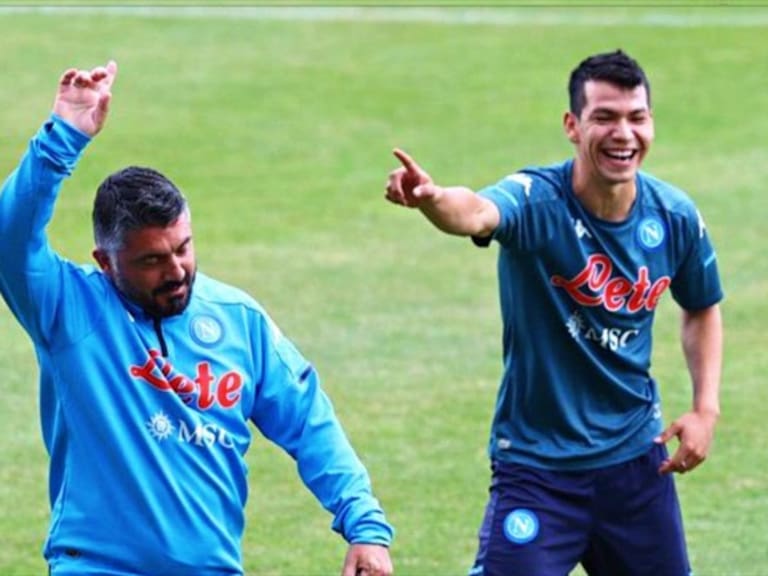 Gattuso e Hirving Lozano. Foto: SCC Napoli