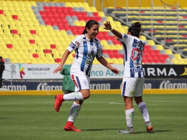 Las Tuzas festejan una de sus anotaciones. Foto: Twitter Pachuca Femenil