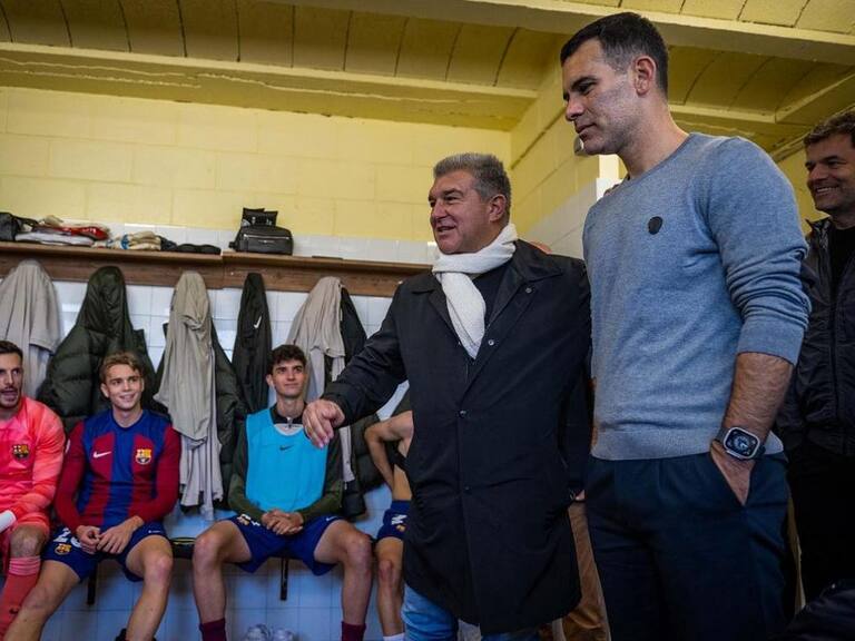 Joan Laporta y Rafa Márquez Barça B