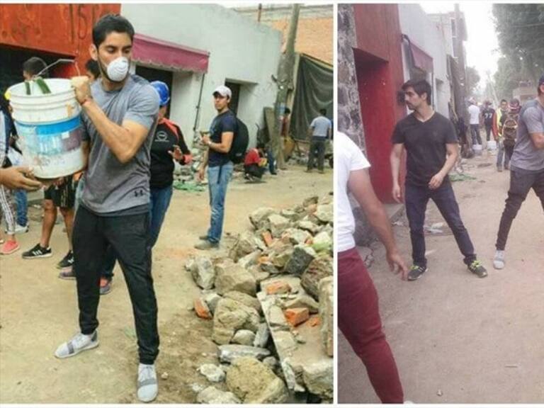 Jesús Corona removiendo escombros tras sismo del 19 de septiembre. Foto: W Deportes
