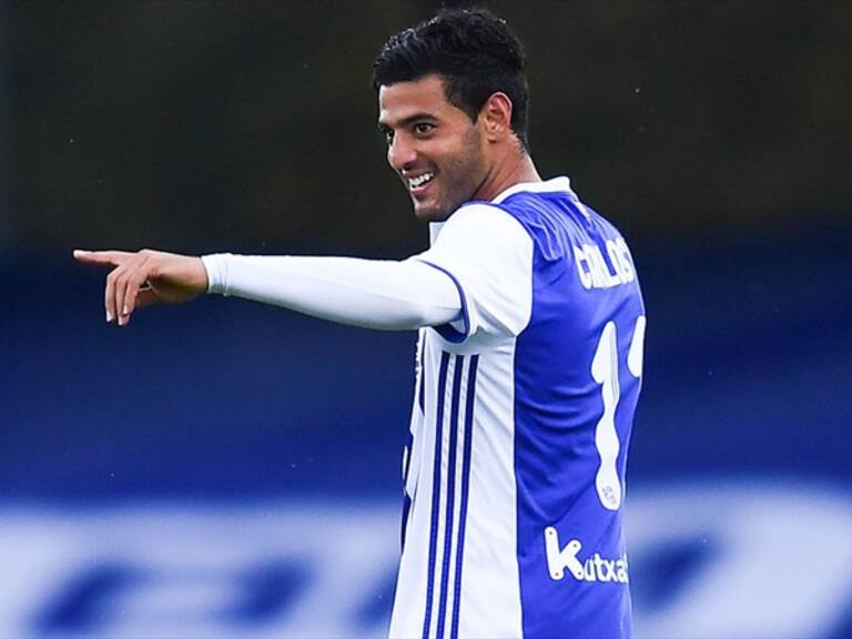Carlos Vela festeja un gol con la Real Sociedad. Foto:Getty Images