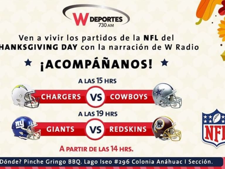 Chargers vs Cowboys y Giants vs Redskins . Foto: W Deportes