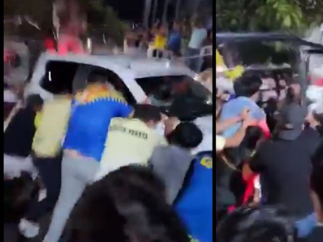 Aficionados del América movieron y festejaron con una camioneta de la Guardia Nacional