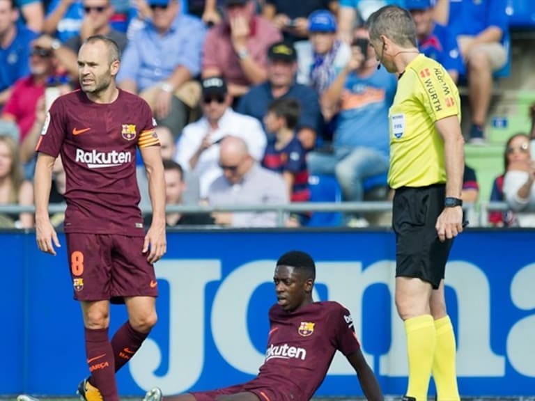 Dembelé se lamenta tras su lesión. Foto: Getty Images