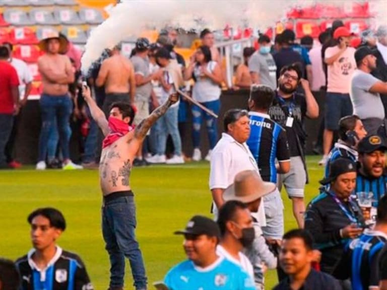 Imagen de la riña en La Corregidora en marzo pasado.. Foto: getty