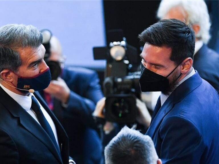 Presidente Joan Laporta y Lionel Messi Barcelona. Foto: Getty Images