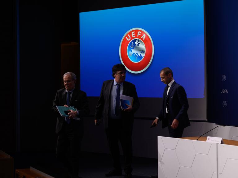 NYON, SWITZERLAND - APRIL 7: A general view during the UEFA Executive Committee Press Conference at the UEFA Headquarters, The House of the European Football, on April 7, 2022, in Nyon, Switzerland. (Photo by Kristian Skeie - UEFA/UEFA via Getty Images)
