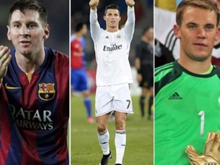 Finalistas del Balón de Oro de 2014: Cristiano, Messi y Neuer