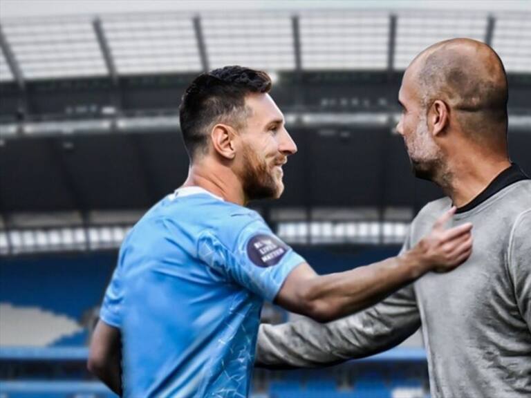 Messi y Guardiola Manchester City. Foto: W Deportes