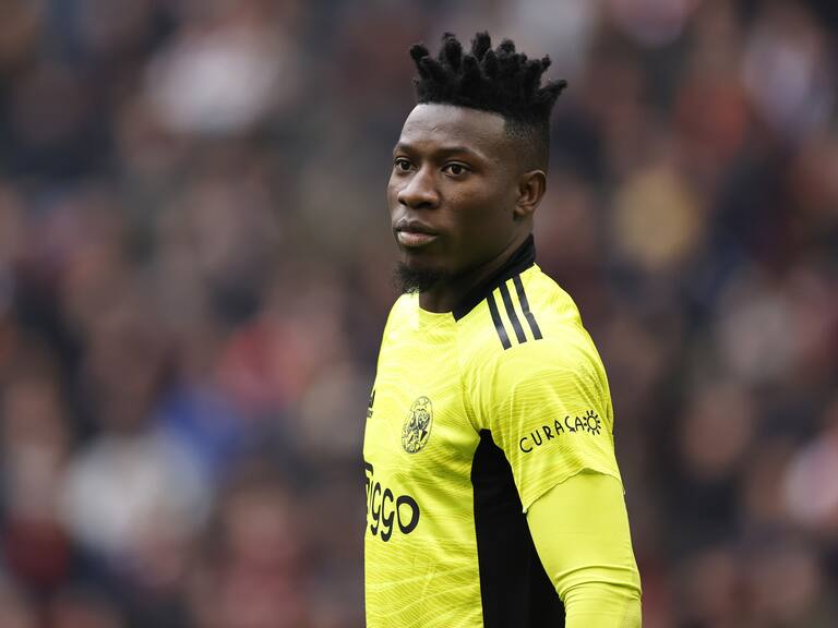 AMSTERDAM - Ajax goalkeeper Andre Onana during the Dutch Eredivisie match between Ajax and Feyenoord at the Johan Cruijff ArenA on March 20, 2022 in Amsterdam, Netherlands. ANP MAURICE VAN STEEN (Photo by ANP via Getty Images)