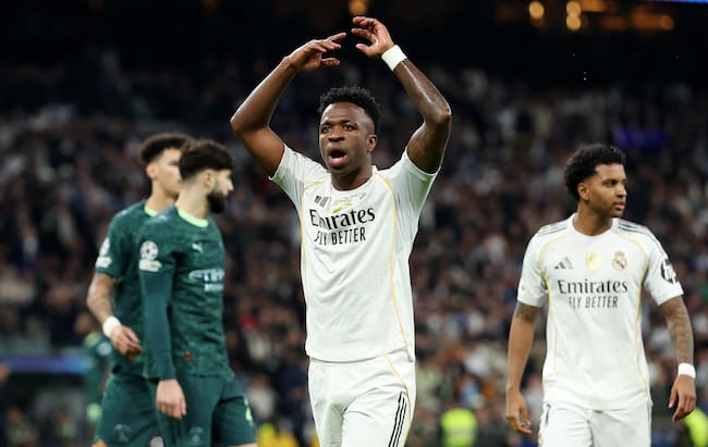 Vinícius Júnior del Real Madrid durante el partido de la fase de liga, jornada 6, de la UEFA Champions League 2025/26 entre el Real Madrid y el Manchester City