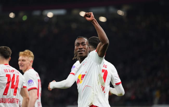 Festejo de Yan Diomande ante Hoffenheim