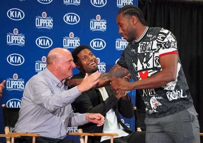 Presentación de Kawhi Leonard con los Clippers en 2019