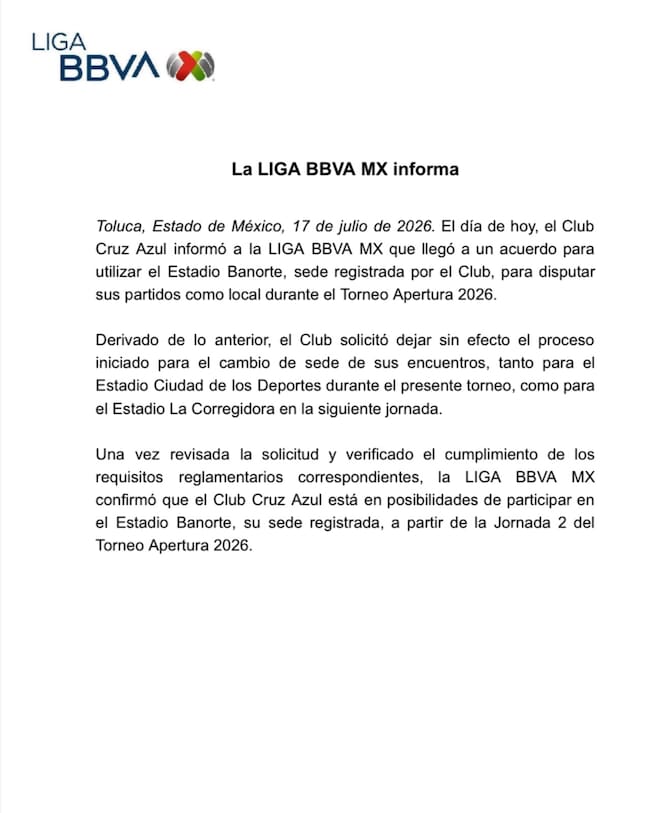 Comunicado Cruz Azul