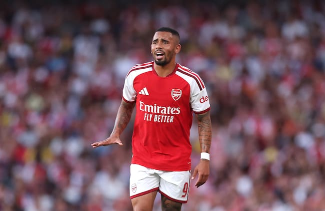 Gabriel Jesus en su último partido con el Arsenal