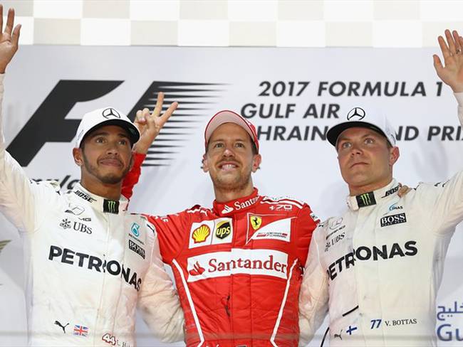 Lewis Hamilton, Sebastian Vettel y Valtteri Bottas. Foto: Getty Images